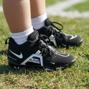 Nike Alpha Menace 3 Shark Football Cleats Black White Youth 3Y Durable Speed